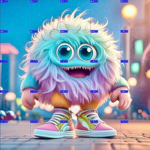 Cover Paper Monster Karlchen - Release Paper für Diamond Painting - 25 Teile - ergeben ein großes Bild