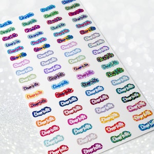 Holographic name stickers 72 pieces different colors size S small height: 1 cm image 1