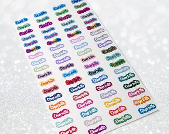 Holographic name stickers 72 pieces different colors size S small height: 1 cm