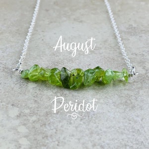 Collar de piedra de nacimiento de agosto, collar de peridoto en plata u oro, collar de peridoto verde para mujeres, regalo para ella, regalo de cumpleaños