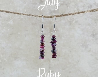 July Birthstone Earrings, Ruby Earrings, Silver or Gold, Red Ruby Earrings for Women, Gift for her, Birthday Gift