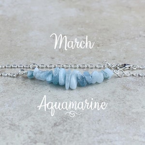 March Birthstone Bracelet, Aquamarine Bracelet, Silver or Gold, Blue Aquamarine Bracelet for Women, Gift for her, Birthday Gift