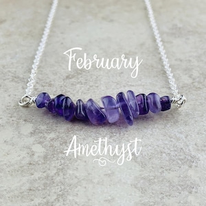 February Birthstone Necklace, Amethyst Necklace in Silver or Gold, Purple Amethyst Necklace for Women, Gift for her, Birthday Gift