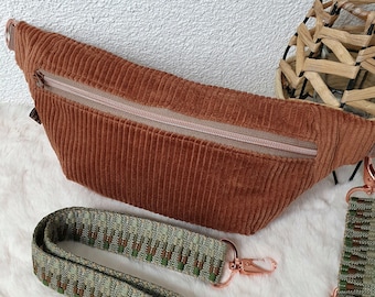 Crossbag LOTTA corduroy sling bag hipster tas buiktas crossbody tas dames heuptas body bag skandi boho marone bruin