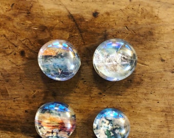 Round glass bubble art magnets, camel magnet, orca magnet, mountain magnet, northern lights magnet