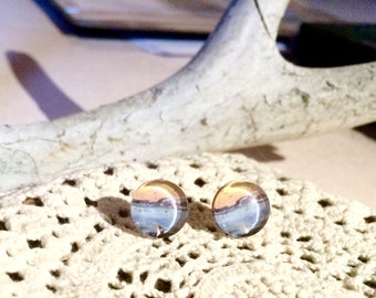 Orca Ocean Glass Studs Ocean Earrings, Sea Earrings, Beach Earrings, Ocean Jewelry, Sea Jewelry, Beach Jewelry