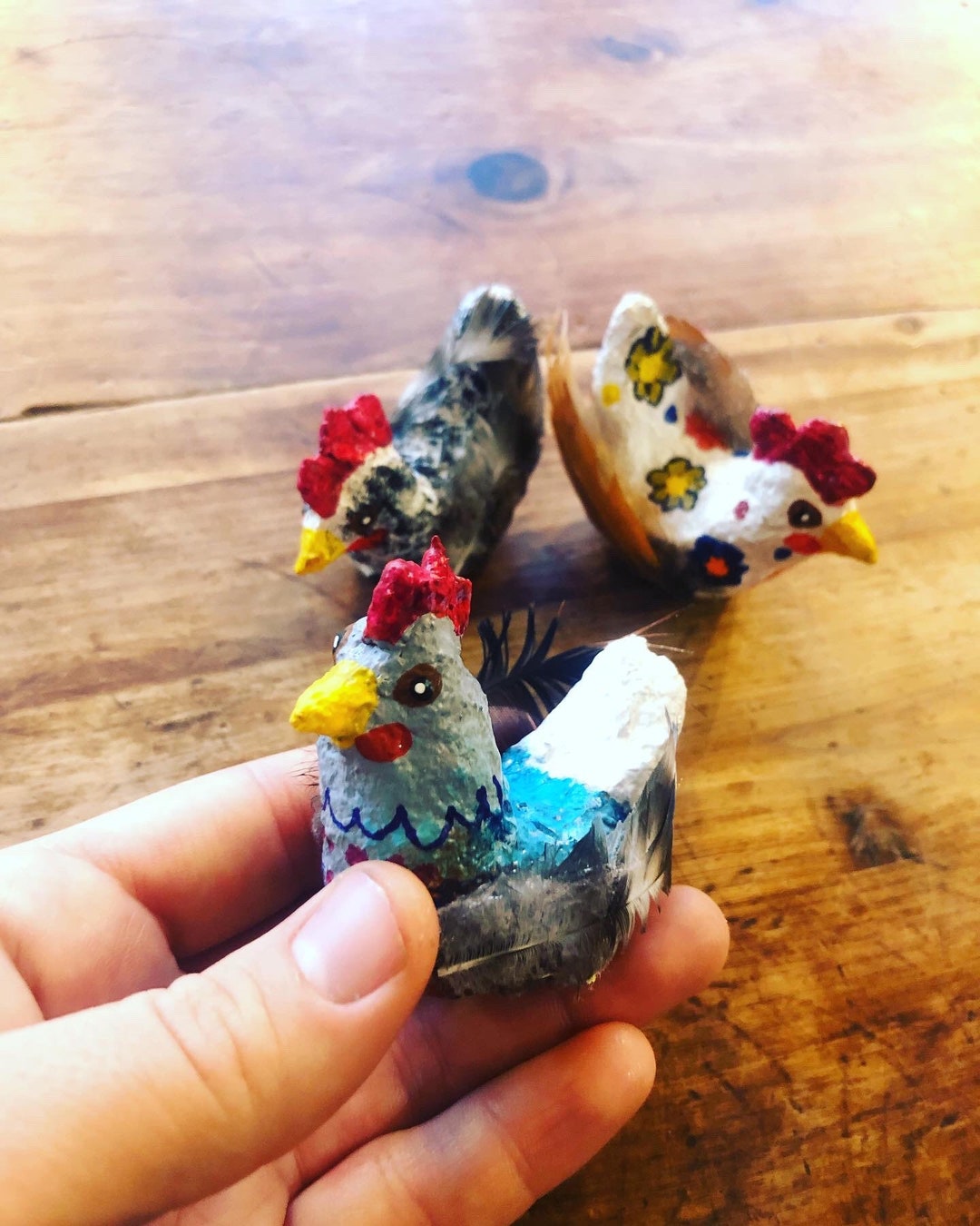 Handmade Handpainted Paper Mache Chicken Decor Farm Decor Etsy