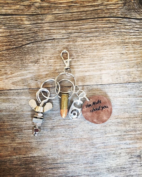 I'm Nuts About You Keychain for Men With Nut Dangle Charm Etsy