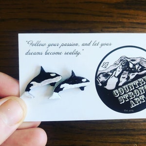 Wal Ohrringe - Orca Ohrringe - Bauernhof Ohrringe - 1 PAAR - Ohrstecker - Handgemacht - Geschenk - Tierliebhaber - Killerwal Ohrringe, Orca Kunststoff Ohrstecker