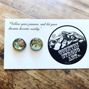 Collage artisan handcrafted gold foil glass studs