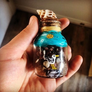 Beach in a Bottle , hand painted bottle, Beach in a Bottle  Message in a Bottle, Sea Glass Decor, Sea Glass Necklace, , Gift for Girlfriend,