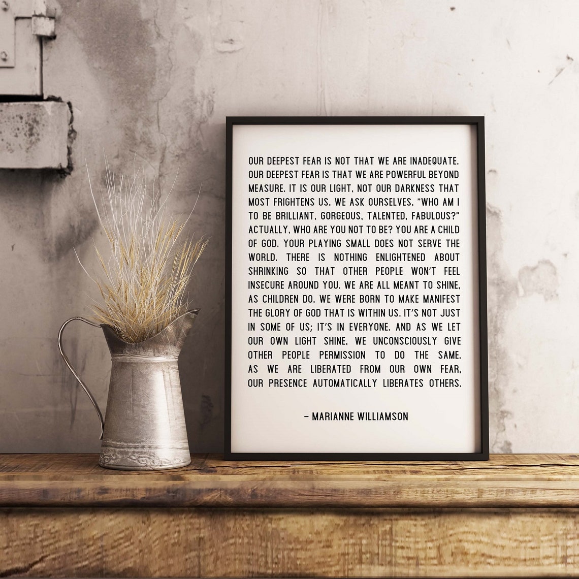 Our Deepest Fear Printable Wall Art, Motivational Wall Art, Motivational Print, Marianne ...