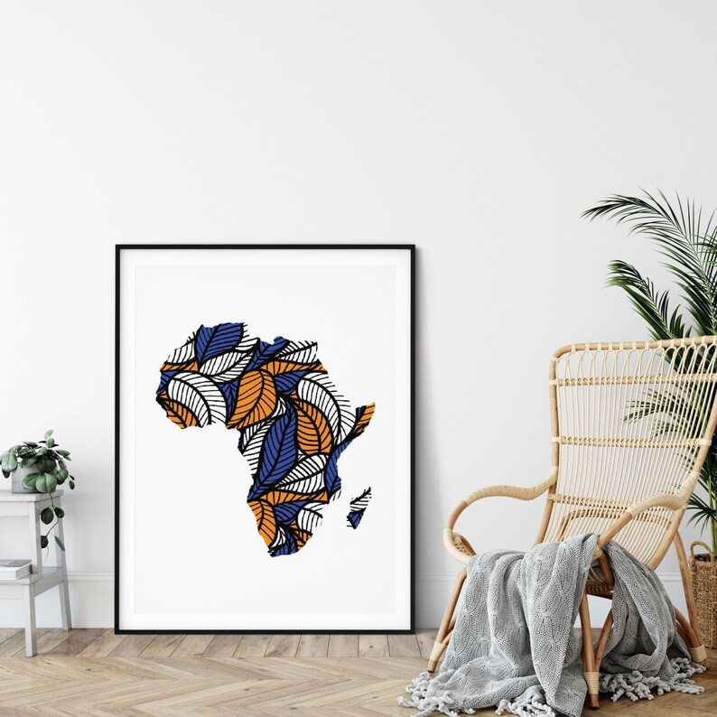 Africa Map Printable Wall Art Africa Wall Art Ankara Print Etsy