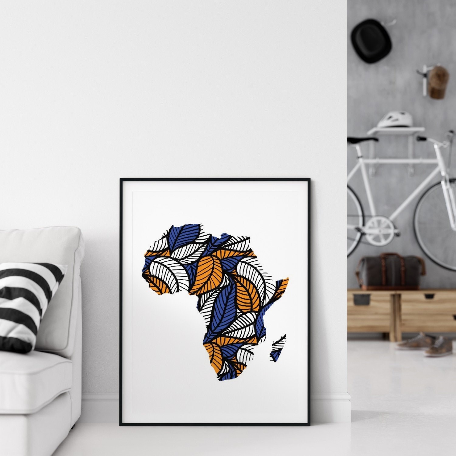 Africa Map Printable Wall Art Africa Wall Art Ankara Print Etsy