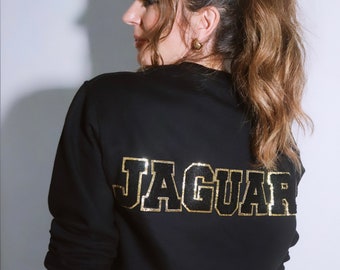 Jacksonville Jaguars Black Sweatshirt, Jags Sweatshirt, Jaguars Black and Gold Custom Sweatshirt, Womens Jaguars Football Sweatshirt