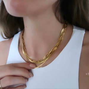 Cuban Link Necklace, Gold-Plated Curb Chain Necklace, Gold Chain Choker, Gold Chunky Chain Necklace, Minimalist Gold Jewelry image 9