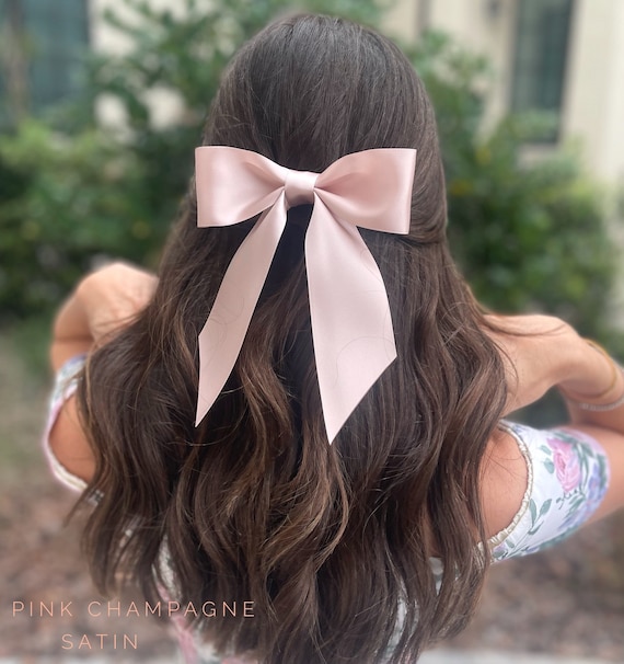 SATIN ROSE HAIR TIE CHAMPAGNE SATIN ROSE HAIR TIE CHAMPAGNE
