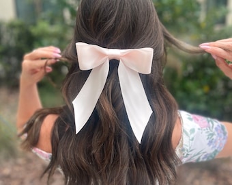 Brigitte Hair Bow Barrette, Hot Pink Hair Bow, Easter Hair Bow
