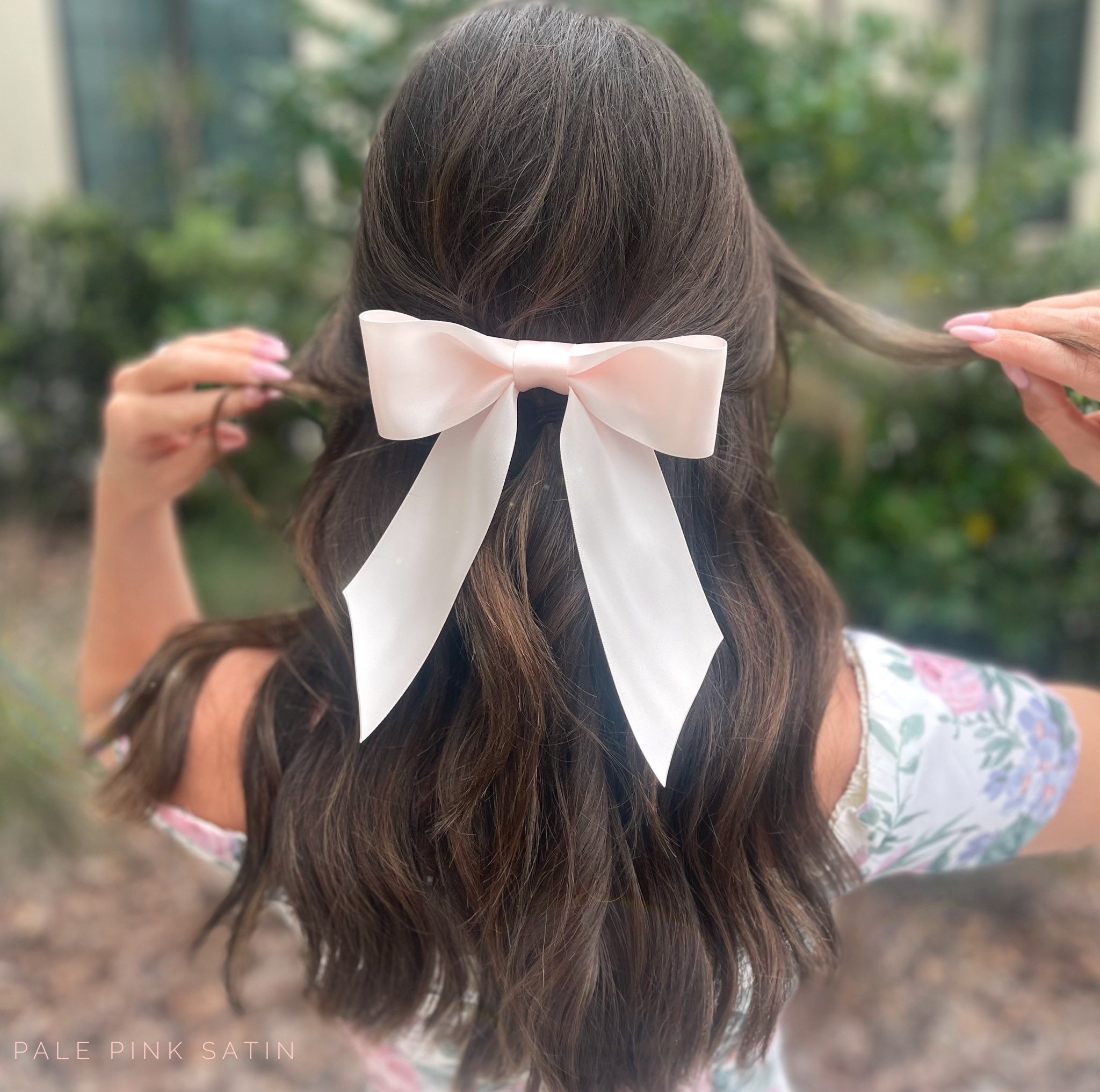 Brigitte Hair Bow Barrette, Light Pink Hair Bow, Grosgrain Hair