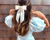 Brigitte Hair Bow Barrette (slim), Ivory Hair Bow, Grosgrain  display picture 1