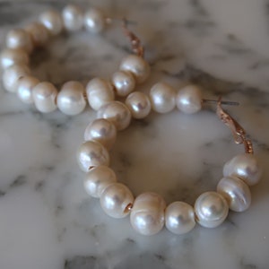Freshwater Pearl Hoop Earrings, Mini Pearl Hoop Earrings