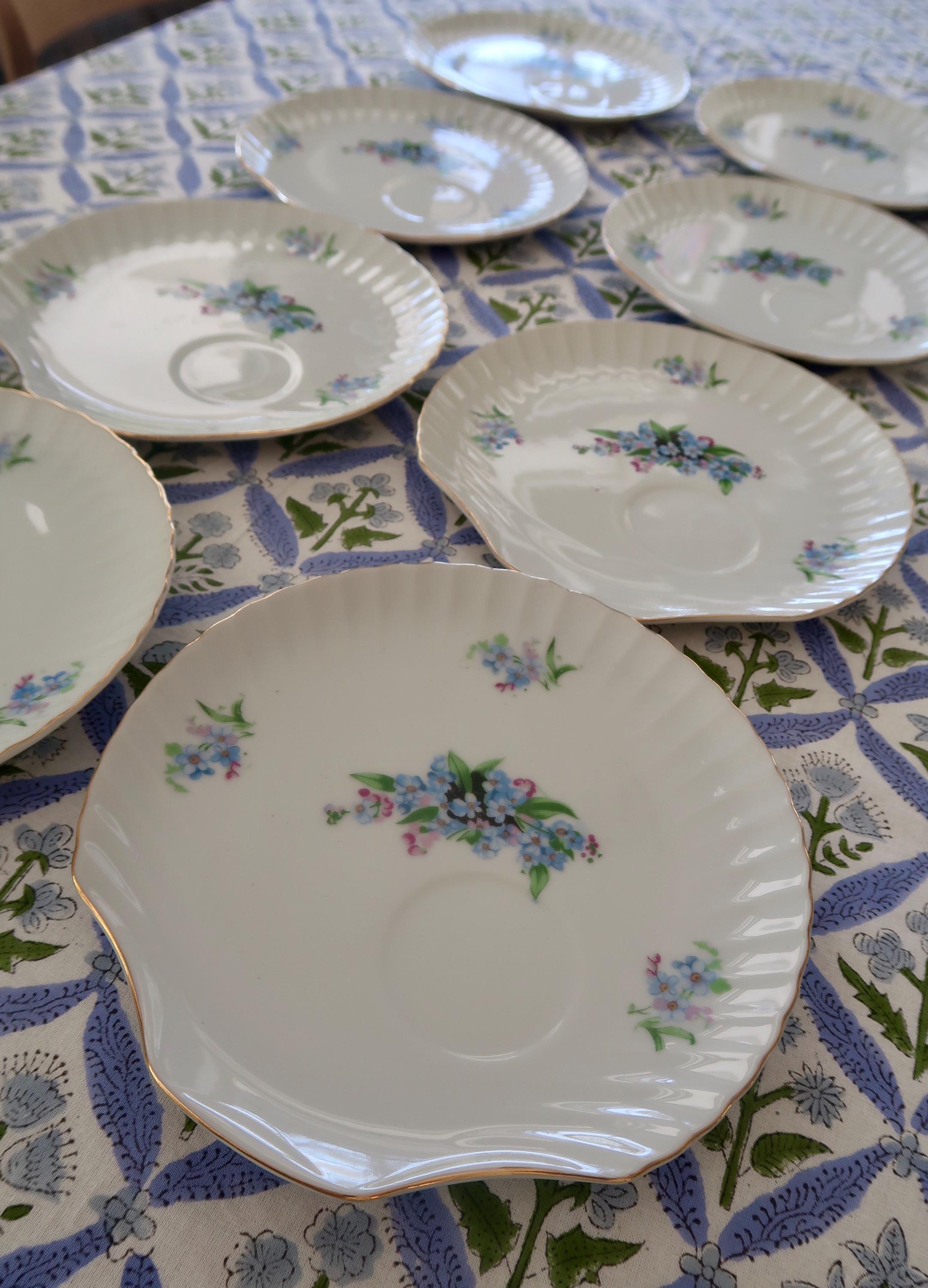Vintage Japanese Yamaka Blue Floral China Teacup Saucer