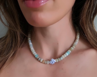Collier breloque poisson en perles de jade, collier de perles vert, collier breloque poisson, collier de perles de jade vert, collier poissons