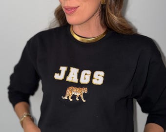 Jaguars Sweatshirt, Jags Sweatshirt, Simple Jaguars Sweatshirt, Womens Jaguars Football Sweatshirt, Black Varsity Sweater