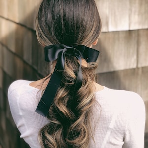 Black Velvet Hair Bow Barrette, Delicate Hair Bow, Gift for Her, Classic Hair Bow, Brigitte hair bow image 6