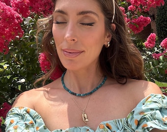 Jags Teal Beaded Necklace, Jaguars Teal beaded Necklace, Turquoise Beaded Necklace, Jacksonville Jaguars Beaded Necklace