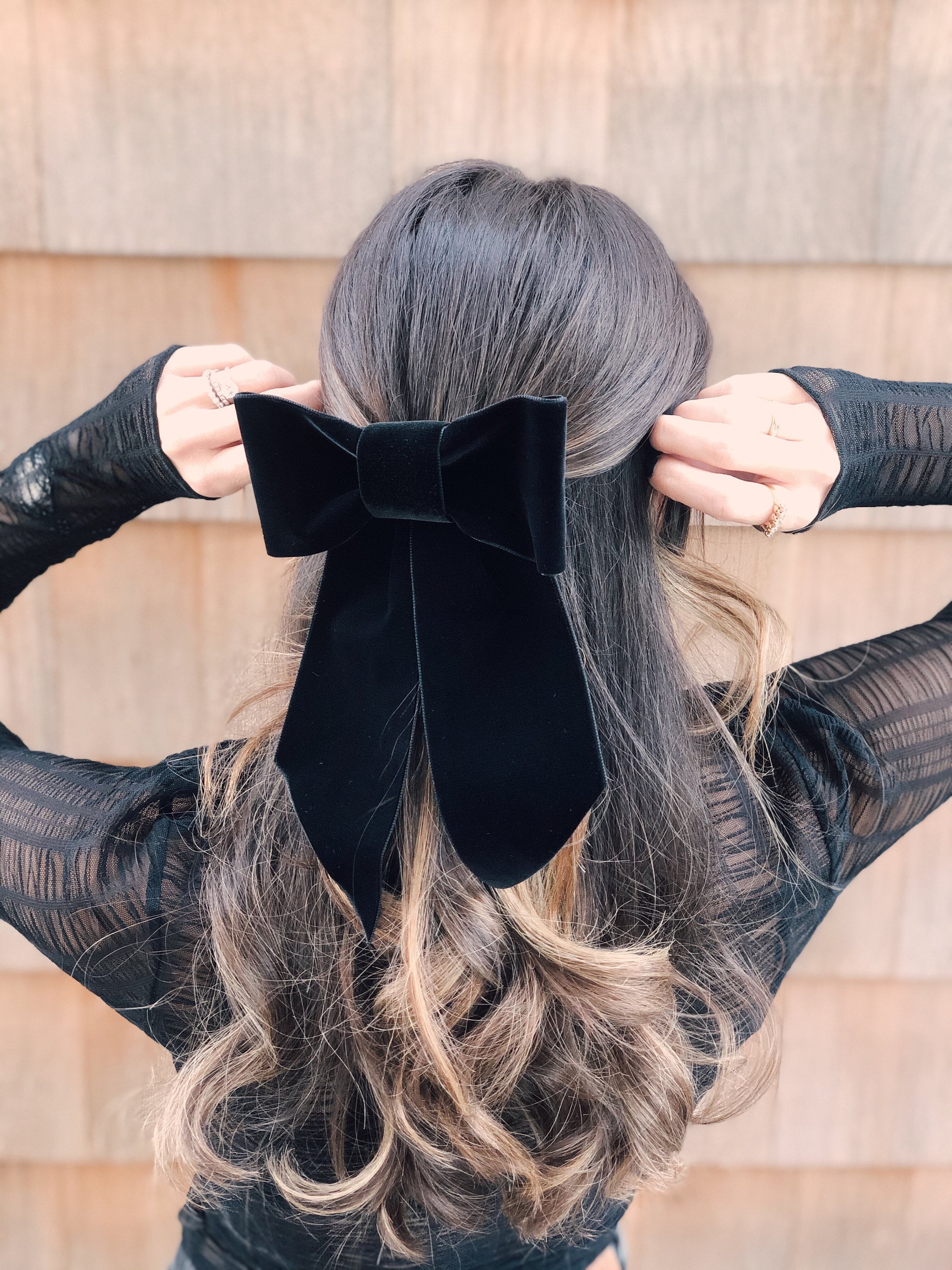 FETICO VELVET LONG BOW HAIR CLIP black