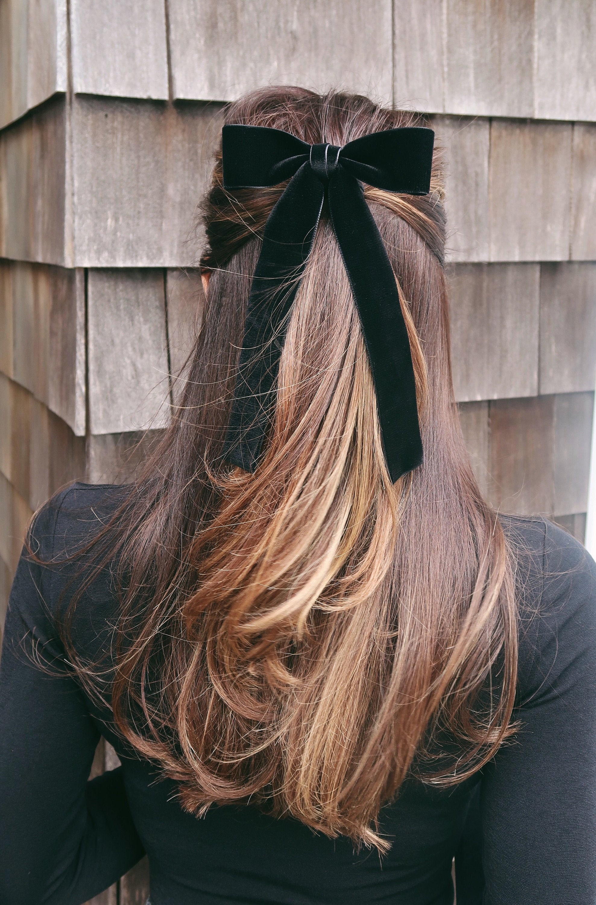 Black Velvet Hair Bow Barrette, Delicate Hair Bow, Gift for