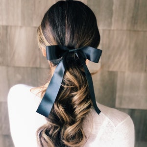 Black Velvet Hair Bow Barrette, Delicate Hair Bow, Gift for Her, Classic Hair Bow, Brigitte hair bow image 5