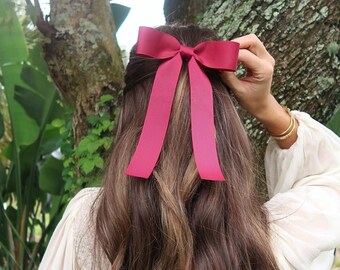 Lazo para el pelo de grogrén burdeos, lazo para el pelo delicado, regalo para ella, lazo clásico, lazo para el pelo Brigitte, lazo para el pelo burdeos, lazo para el pelo granate