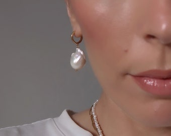 Freshwater Pearl Drop Earrings, Baroque Pearl Earrings, Fresh Water Pearl Dangle Earrings, Wedding Earrings, Bridal Earrings, Pearl Earrings