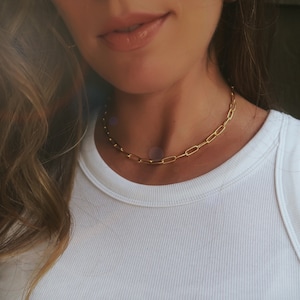 Paper Clip Gold-Plated Link Necklace, Simple Gold Chain Necklace, Thin Gold Chain Choker, Gold Chain Necklace, Minimalist Gold Jewelry,