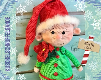 Crochet pattern Kuschelschnuffelbande Christmas elf Buddy, Amigurumi, PDF, German