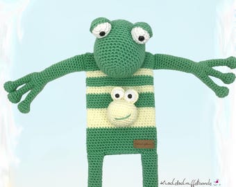 Häkelanleitung Wärmekissenbezug Kuschelschnuffelbande Frosch Herr Gründel, Amigurumi, PDF, DEUTSCH