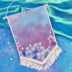 Enamel Pin Display Banner | Flag For Pins | Lapel Pin Display | Pin Organizer | Pin Collection Display | Enamel Pin Holder | Hydrangea