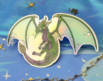 Grüner Drache | Aufkleber | Spiel inspiriert | Grün | Drache | Holographisch | Aspekt | Grüner Drache Aspekt | Aufkleber | von ellyonart