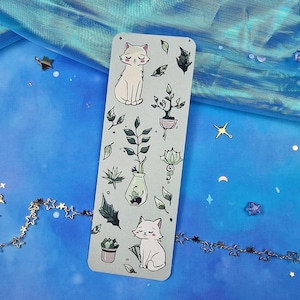 Cozy Green Leaves Cat Bookmark | Cute Kitten & Plants | Soft Cottagecore Aesthetic | Cozy Reading Gift | Book Lover | Nature Accessory