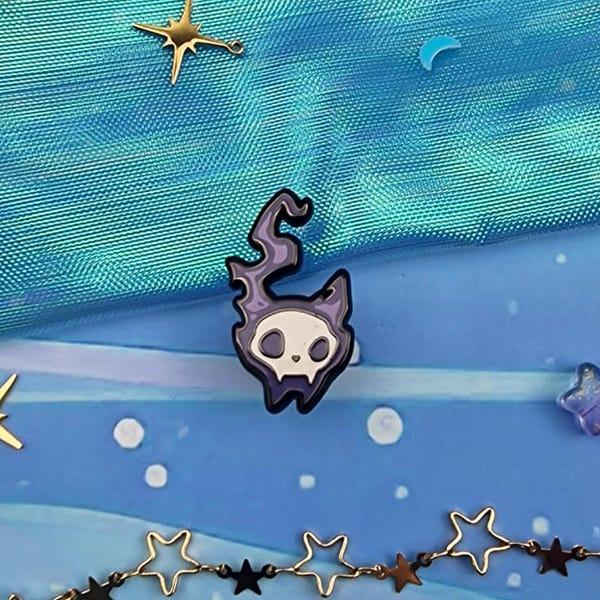 Phantasmal Enamel Pin | Skeletal Cat | Glow in the Dark Pin Badge | Halloween Gothic Collectible | ellyonart | Gift