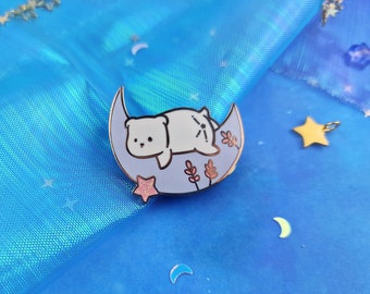 Moonie | Collector Pin | Moon Bear | Stars | Universe | Galaxy | Enamel Pin | Lapel Pin | Polar Bear | White | Snowy | ellyonart