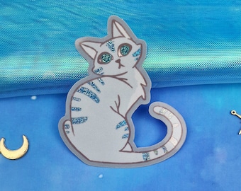 Cute Cat Sticker | Adorable Pixie Dust Cat Sticker | Holographic Vinyl Sticker | Waterproof Kawaii Sticker | Laptop Journal Sticker
