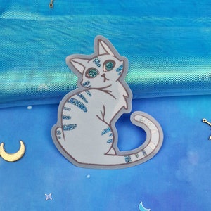 Sticker chat mignon | Adorable autocollant de chat de <br> Profitez-en ! Autocollant holographique en vinyle | Sticker Kawaii étanche | Sticker journal pour ordinateur portable