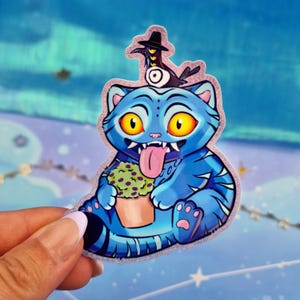 K-Pop Dämonenjäger | Kollektion | Tigerkrähe | Fantasie Tier | Derpy Holographische Aufkleber | Blauer Tiger | Geschenk Bild 2