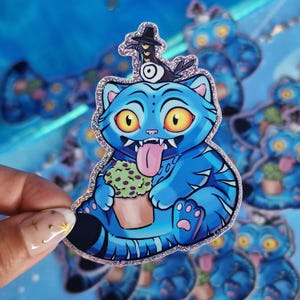 K-Pop Dämonenjäger | Kollektion | Tigerkrähe | Fantasie Tier | Derpy Holographische Aufkleber | Blauer Tiger | Geschenk Bild 6