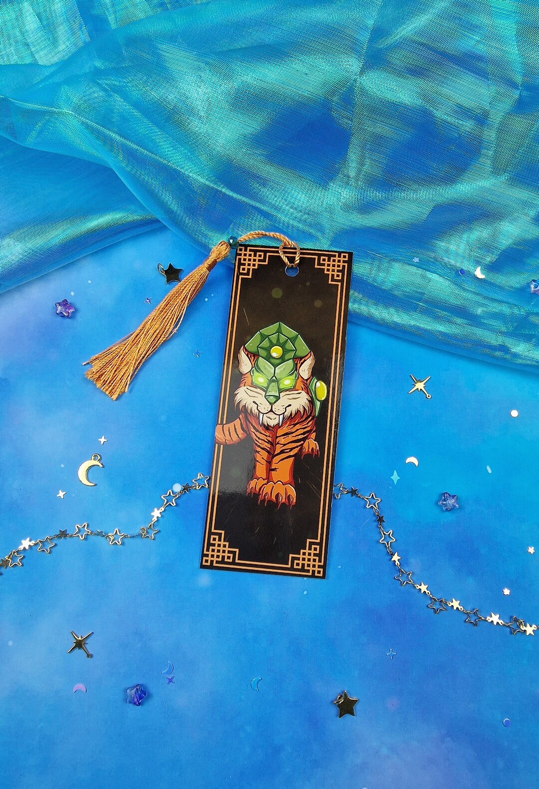 Tiger Mount Bookmark | Fantasy Feline | Magical Gift | Glossy or ...