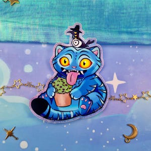 K-Pop Dämonenjäger | Kollektion | Tigerkrähe | Fantasie Tier | Derpy Holographische Aufkleber | Blauer Tiger | Geschenk Bild 1