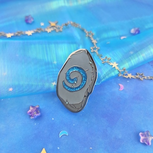 Stone of Hearth Enamel Pin: Glitter Blue Stone, Game Inspired